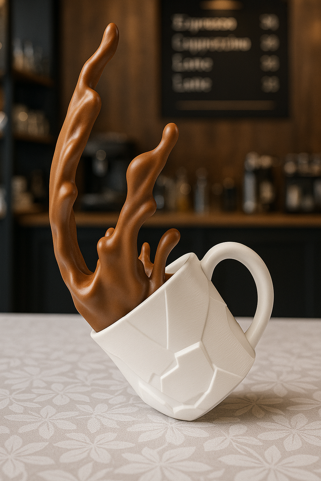 Skulptur „Falling Coffee Cup“